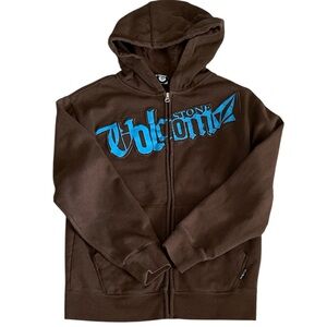 Volcom vintage youth Y2K brown & blue full zip hoodie